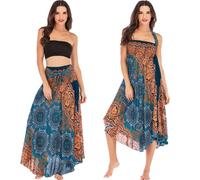 Daysskk Damen Lang Sommerrock Bohemian Strandkleid Maxirock Mit Blumen Muster Einheitsgröße
