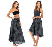 Daysskk Damen Sommerrock Lang Strandkleid Bohemian Maxirock Mit Blumen Muster Einheitsgröße