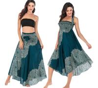 Daysskk Damen Sommerrock Lang Strandkleid Bohemian Maxirock Sommer Blumen Muster Einheitsgröße