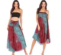 Daysskk Damen Sommerrock Lang Strandkleid Bohemian Maxirock Sommer Blumen Muster Einheitsgröße