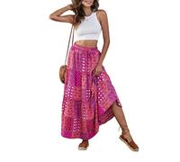 Daysskk Maxirock Damen Lang Boho Rock Sommer Strandrock Damen Blumen Sommerrock Damen Lang Bohemian Lila S