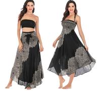Daysskk Sommerrock Damen Lang Bohemian Strandkleid Maxirock Sommer Blumen Muster Einheitsgröße