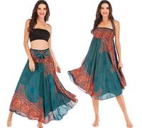 Daysskk Sommerrock Damen Lang - Maxirock, Boho Strandkleid Kurz, Hippie Rock, Wickelrock Strand