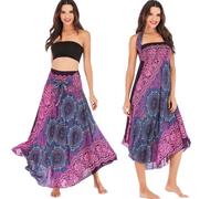 Daysskk Sommerrock Damen Lang - Maxirock Boho Strandkleid Kurz Hippie Rock Wickelrock Strand