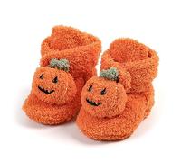 Dazzerake Babystiefel für Jungen und Mädchen, Halloween, Babyschuhe, Unisex, Stiefel mit Kürbis, einfarbig, Halloween-Kostüm für Babys 0-18 Monate, Orange, 6-12 Monate