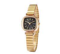 DAZZLEEX Schicke quadratische Damen-Armbanduhr mit kleiner Platte für genaue Zeitmessung und gleichzeitig stilvolle Attraktivität, Goldschwarz