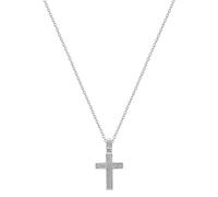 Dazzlingrock Collection Runder religiöser Kreuz-Anhänger mit weißem Diamant, Uni, 45,7 cm Silberkette (0,48 Karat, Farbe H-I, Klarheit SI2) aus 925er Sterlingsilber, 18 inch Silver Chain, Sterling
