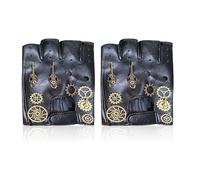 DAZZLUXE 1 Paar Steam Retro-Handschuhe, Schwarze Halbfingerhandschuhe, Herren-Fahrhandschuhe, Herren-Lederhandschuhe, Radfahren, Verdickte Handschuhe, Retro-Handschuhe, Geeignet Für Outdoor