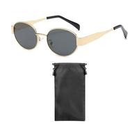DAZZLUXE 1 Sonnenbrille, 1 Brillentasche, Damen-Sonnenbrille, Vintage-Sonnenbrille, ovale Sonnenbrille, goldene Sonnenbrille
