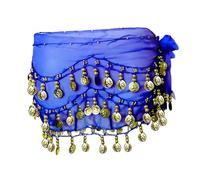 DAZZLUXE 1 Stück Bauchtanzrock, Blauer Bauchtanzrock, Bauchtanzrock für Damen, Chiffon-Hüfttuch, paillettenbesetzter Bauchtanzschal, perfekt für Bauchtanzauftritte