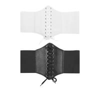 DAZZLUXE 2 Stück Elastischer Breiter Gürtel, Damen-Schnür-Wespengürtel, Korsettgürtel, Wespen-Breites Elastisches Korsett, Damen-Elastischer Breiter Gürtel (Schwarz, Weiß)