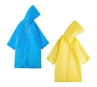 DAZZLUXE 2 Stück Kinder-Regenmantel, Wasserdichter Poncho für Jungen und Mädchen, Atmungsaktive EVA-Regenhülle (Blau, Gelb)