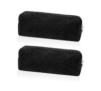 DAZZLUXE 2 Stück Schwarzes Federmäppchen, Cord-Federmäppchen, Aufbewahrungstasche Mit Großem Fassungsvermögen, Schulbedarf, Einfaches Federmäppchen, Geeignet Für Schule, Büro, Reisen