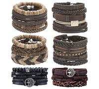 DAZZLUXE 24 Stück Herrenarmbänder, Herrenlederarmbänder, Modearmbänder, Herrenseilarmbänder, Herrenwikingerarmbänder, personalisierte Herrenarmbänder für jeden Anlass
