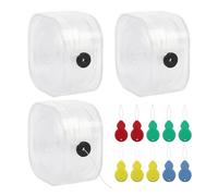 DAZZLUXE 3 Stück 0,8 mm Quadratische Flache Elastische Kordel, 10 Stück Nadeleinfädler, Perlenarmbandschnur, Perlenfaden, Elastische Perlenarmbandschnur, Perlenzubehör, Multifunktionales Einfädeln