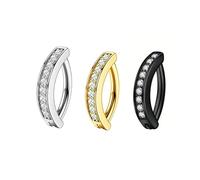 DAZZLUXE 3 Stück Diamant-Bauchnabelring, Zirkon-Bauchnabelring, Bauchnabelpiercing-Schmuck, Unisex-Bauchnabelring, Körperpiercing-Schmuck, (Schwarz, Gold, Silber)
