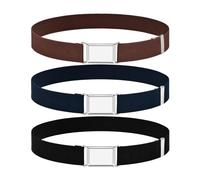 DAZZLUXE 3 Stück Kindergürtel, Elastischer Bund, Verstellbarer Bund, Sportgürtel, Sommercamp-Gürtel, Geeignet Für Täglich, Camping, Bergsteigen (Braun, Schwarz, Marineblau)