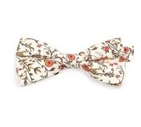 DB Dickie Bow Elastische Fliege für Kinder, Jungen, Baumwolle, elastisch, Dusty Orange, Creme und Moosgrün mit Blumen, Length 10cm, width 5cm.