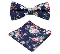 DB Dickie Bow Fliege und Einstecktuch, Baumwolle, Blumenmuster, Blau