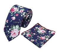 DB Dickie Bow Skinny Krawatte und Einstecktuch aus Baumwolle mit Blumenmuster, blau, blumenmuster