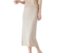 DBFBDTU Frauen Wolle Strickrock Winter Hohe Taille Paket Hüfte Röcke Weibliche Hohe Elastische Rock, khaki, 44