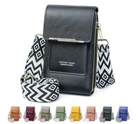 DBPBToU Handytasche zum Umhängen Damen, PU Leder Kleine Umhängetasche Damen, Umhängetasche Damen Klein mit Breitem Verstellbarem Gurt (Schwarz)