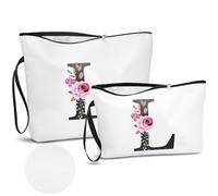 DBPBToU PU Leder Kosmetiktasche Geschenke für Frauen, 2 Stück Kulturtasche Damen mit Personalisierte Geschenke Frauen, Muttertagsgeschenk (L)