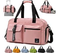 DBPBToU Sporttasche Damen Herren, Reisetasche mit Schuhfach, Trainingstasche mit Nassfach, wasserdichte Weekender Bag, Gym Bag/Schwimmtasche/Saunatasche Verwendet Werden kann (rosa)