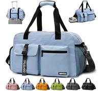 DBPBToU Sporttasche Damen Herren Zwei Belüftungslöchern, Reisetasche mit Schuhfach und Nassfach, wasserdichte Weekender Bag Trainingstasche, Gym Bag/Schwimmtasche/Saunatasche (Blau)