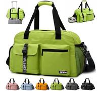 DBPBToU Sporttasche Damen Herren Zwei Belüftungslöchern, Reisetasche mit Schuhfach und Nassfach, wasserdichte Weekender Bag Trainingstasche, Gym Bag/Schwimmtasche/Saunatasche (Grün)