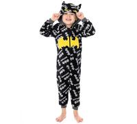 DC Comics Batman Onesie Jungen | Schwarzer All-in-One-Pyjama für Kinder aus dem Film „Dark Knight“ | Weicher, Flauschiger Schlafanzug für Kinder, 11-12 Jahre