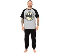 DC Comics Batman Pyjama für Herren | Superhero Character Lounge Hose und T-Shirt Grau &; Schwarz Pyjama-Set | Batman-Logo-Emblem | Nachtwäsche Geschenke für Ihn Fanartikel