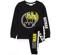 DC Comics Batman Pyjamas Jungen Kinder Schwarz Langes T-Shirt PJS 5-6 Jahre