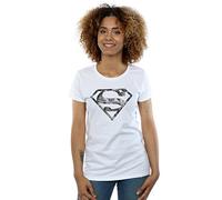 DC Comics Damen Superman Marble Logo T-Shirt Medium Weiß