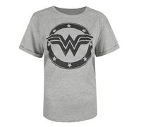 DC Comics Damen Wonder Woman Metallic Logo T-Shirt, Grau (Sport Grey SPO), 38
