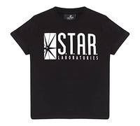 DC Comics Das Flash-STAR Labs Logo Jungen-T-Shirt Schwarz 128 | Geschenkidee für Jungen, Superheld Top