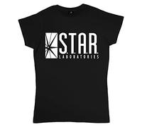 DC Comics Das Flash-STAR Labs Logo Tailliertes Damen-T-Shirt Schwarz 4XL | Geschenkidee für Damen, Superheld Top