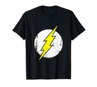 DC Comics Flash Distressed Logo T-Shirt, Herren, Männer, Unisex, Halbarm, T-Shirt, Schwarz, S, Klassisch, Cartoon, 1 Count