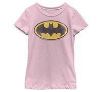 DC Comics Girl's Classic Faded Logo T-Shirt, Small, Pink