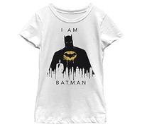 DC Comics Girls' Little, Big Batman Shadow T-Shirt, White, Medium