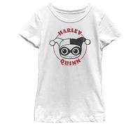 DC Comics Girls' Little, Big Chibi Harley Stamp T-Shirt, White, Small