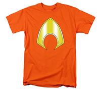 DC Comics Herren Aquaman Kurzarm T-Shirt, Orange/Abendrot im Zickzackmuster (Sunset Chevron), L
