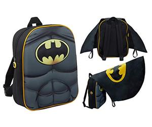 DC Comics Jungen Batman 3D Rucksack mit faltbarem Umhang Kinder Neuheit Verkleidung Rucksack Tasche