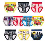 DC Comics Jungen Toddler Wheels 100% Combed Cotton Briefs with Batmobile, Batwing, Redbird & Bat Truck, Sizes 2/3t and 4t Unterwäsche, 10er-Pack Schläger-Räder, 2-3 Jahre