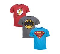 DC Comics Justice League Batman Superman The Flash 3er-Pack T-Shirts für Kleinkinder Rot/Grau/Blau 4T