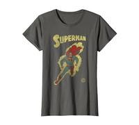 DC Comics Justice League Retro Superman Yellow T-Shirt, Damen, Anthrazit, 3XL