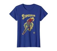 DC Comics Justice League Retro Superman Yellow T-Shirt, Damen, Königsblau, XS