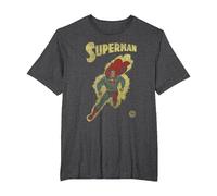 DC Comics Justice League Retro Superman Yellow T-Shirt, Herren Große Größen, Anthrazit Meliert, 6X Tall