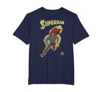 DC Comics Justice League Retro Superman Yellow T-Shirt, Herren Große Größen, Marineblau, 5X Tall