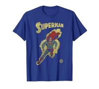 DC Comics Justice League Retro Superman Yellow T-Shirt, Herren, Königsblau, XL